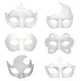 AMFSQJ 6 Stück Weiße Papier Maske DIY Weiße Maske aus Pappe Handgemalte Maske zum Bemalen Weiße Maskerade Masken für Karneval,Halloween