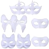 8 Stück Weiße Papiermasken, Tanzmaske, Masken Zum Bemalen Kinder, Papier Maske Zum Bemalen, Masken Basteln, Geeignet für Maskerade- und Cosplay-DIY-Masken