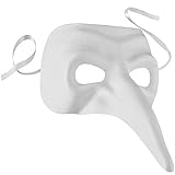 dressforfun 900890 Venezianische Maske mit Langer Nase, Unisex Schnabelmaske, einfarbige Augenmaske für Maskenball Party Fasching Karneval Halloween - Diverse Farben - (weiß | Nr. 303555)