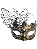 Ubauta Venezianische Schmetterling Maskerade Maske für Frauen/Halloween/Karneval/Party/Abschlussball/Hochzeit-Gold Schmetterling