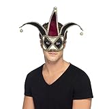 Venezianische Maske schwarzer Harlekin Clown Erwachsene