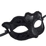 thematys® Venezianische Funkelnd Mitternacht Schwarz Venetianische Maskerade Maske Karneval Kostüm Fasching Verkleidung Shades of Grey für Herren und Damen (Style001)