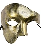 Lilwemen Herrenmaske Maskerade Maske Phantom der Oper Halbmaske (Gold)
