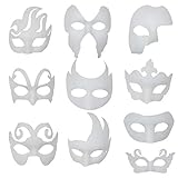 Ritte Weiße Maske, 10 Stück Maske Unlackiert Maskerade Maske DIY Masken Maskenball Party Maske Anonymous Masken zum Bemalen Kinder für Kinder Frauen Männer