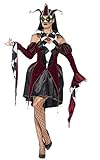 Halloween! Smiffys Kostüm Venezianischer Gothic-Harlekin, mit Kleid, Ärmeln und Kragen