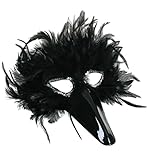 Federdomino, Vogelmaske, sortierte Farben, Maske, Karneval, Mottoparty, Accessoire (schwarz)