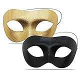 Maskerade Maske, Schwarz venezianische masken Klassisches goldene maske karneval maske Cosplay maskenball masken Mit elastischem Seil für Mann-Frauen-Paar (Schwarz+Gold)