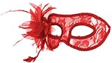 Smartfox Fasching Karneval Venezianische Maske mit Blume in Rot