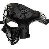Ubauta Steampunk Metal Cyborg Venezianische Maske,schwarze Maskerade Maske für Halloween Kostümparty/Phantom der Oper/Karneval Ball