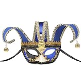 BESTOYARD Venezianische Halbmaske Jolly Jester Maske Karneval Kostüm Maskenade Fancy Ball Dress Up Maske (blau)