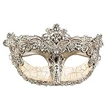 Boland 00254 - Augenmaske Venice Barock, venezianische Maske, Silber mit Borten und Schmucksteinen, Kostüm, Karneval, Mottoparty