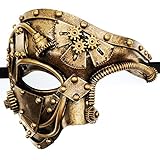 Ubauta Steampunk Metall Cyborg Venezianische Maske,Gold Maskerade Maske für Halloween Kostümparty/Phantom der Oper/Karneval Ball