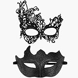Luclay Ein Paar Venezianische Masquerade Mask for Couple,Karneval Karnevalmasquerade Mask for Women/Men,Ball Masquerade Mask,Paar Party Kleidung Zubehör,Schwarze Spitze