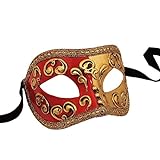 Unbespielt Venezianische Maske Colombina Mezza rot Handarbeit Karneval Fasching Venedig