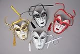 Panelize Venezianische Maske Glittermaske Pierrot Harlekin schwarz, rot oder Gold (rot)