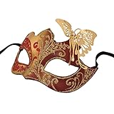 Unbespielt Handarbeit Original Venezianische Maske Damen Colombina Butterfly rot