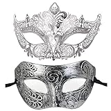 Gold BLEVET 2PCS Venezianische Masquerade Maske f/ür Paare Halloween Masquerade Ball Halbmaske Venezianischen Party Augenmaske MZ087